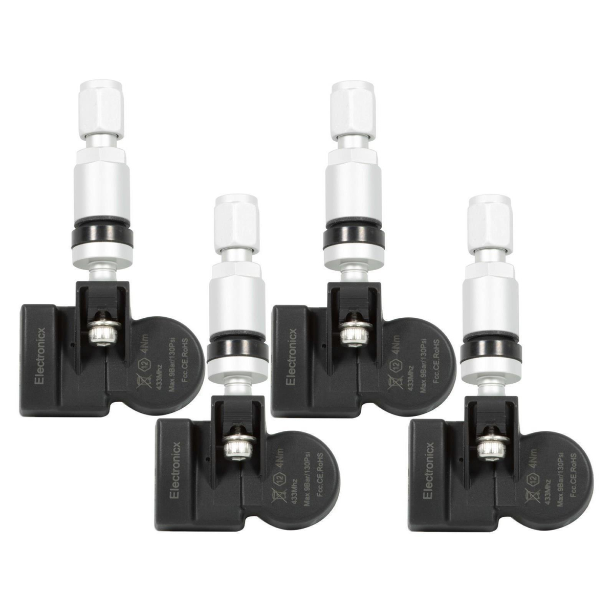 4 tire pressure sensors TPMS sensors metal valve silver for Dodge Journey 01.2009-12.2009