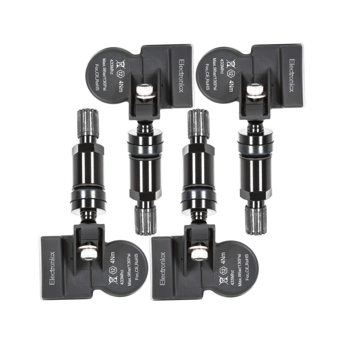 4 tire pressure sensors TPMS sensors metal valve black for FAW Besturn B70 TRW 01.2012-06.2019