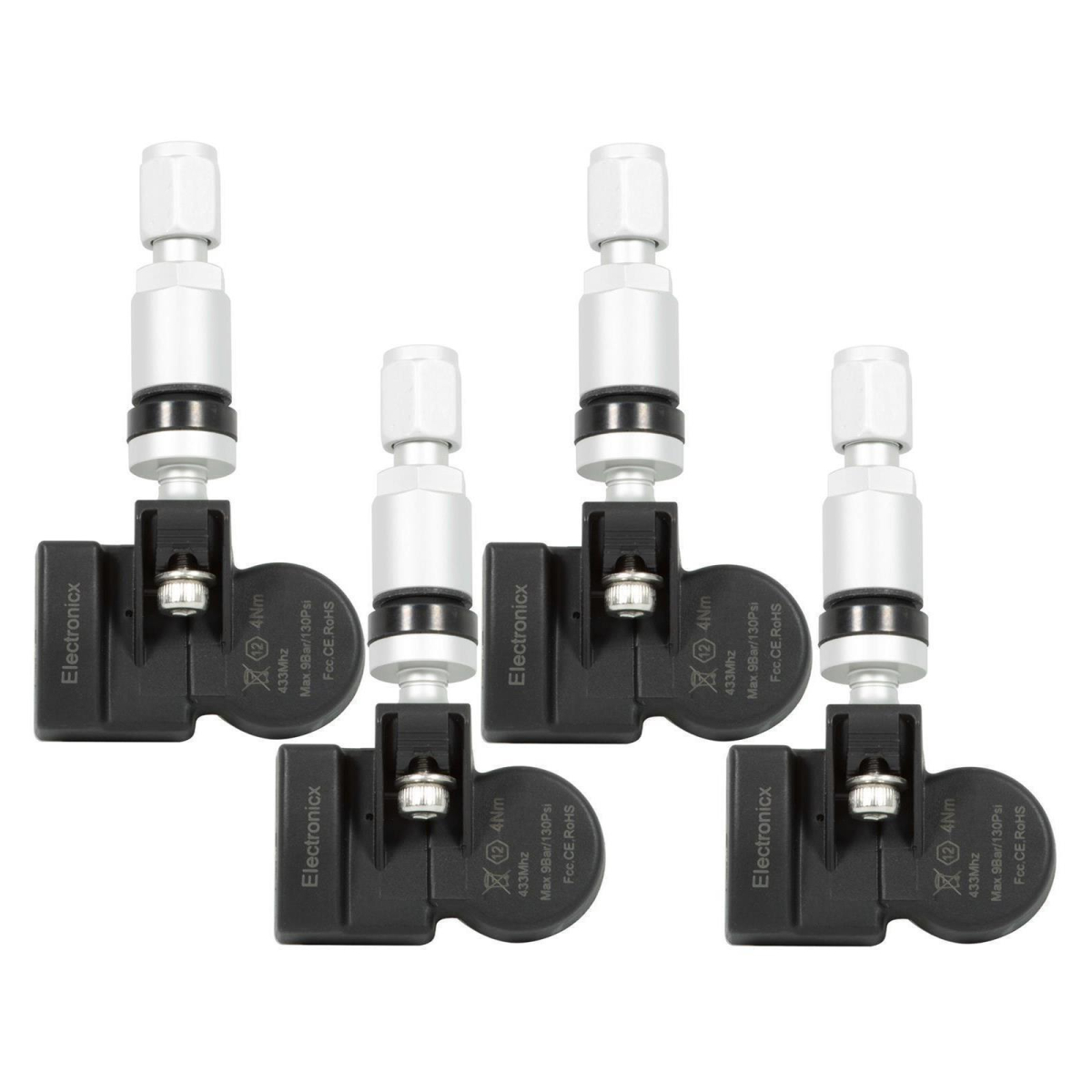 4 Reifendrucksensoren RDKS Sensoren Metallventil Silber für Ford Transit Courier 10.2014-