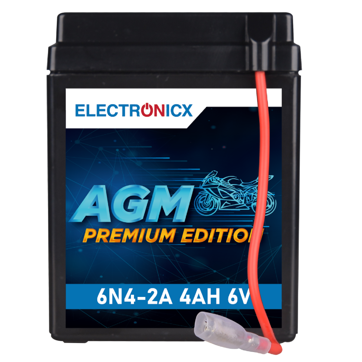 Electronicx AGM Motorcycle Battery 6V 4.5Ah 6N4-2A-4 - Maintenance-Free, Leakproof, High Starting Power