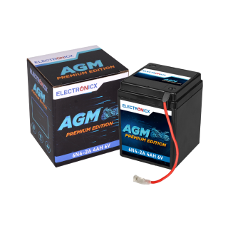 Electronicx AGM Motorcycle Battery 6V 4.5Ah 6N4-2A-4 - Maintenance-Free, Leakproof, High Starting Power
