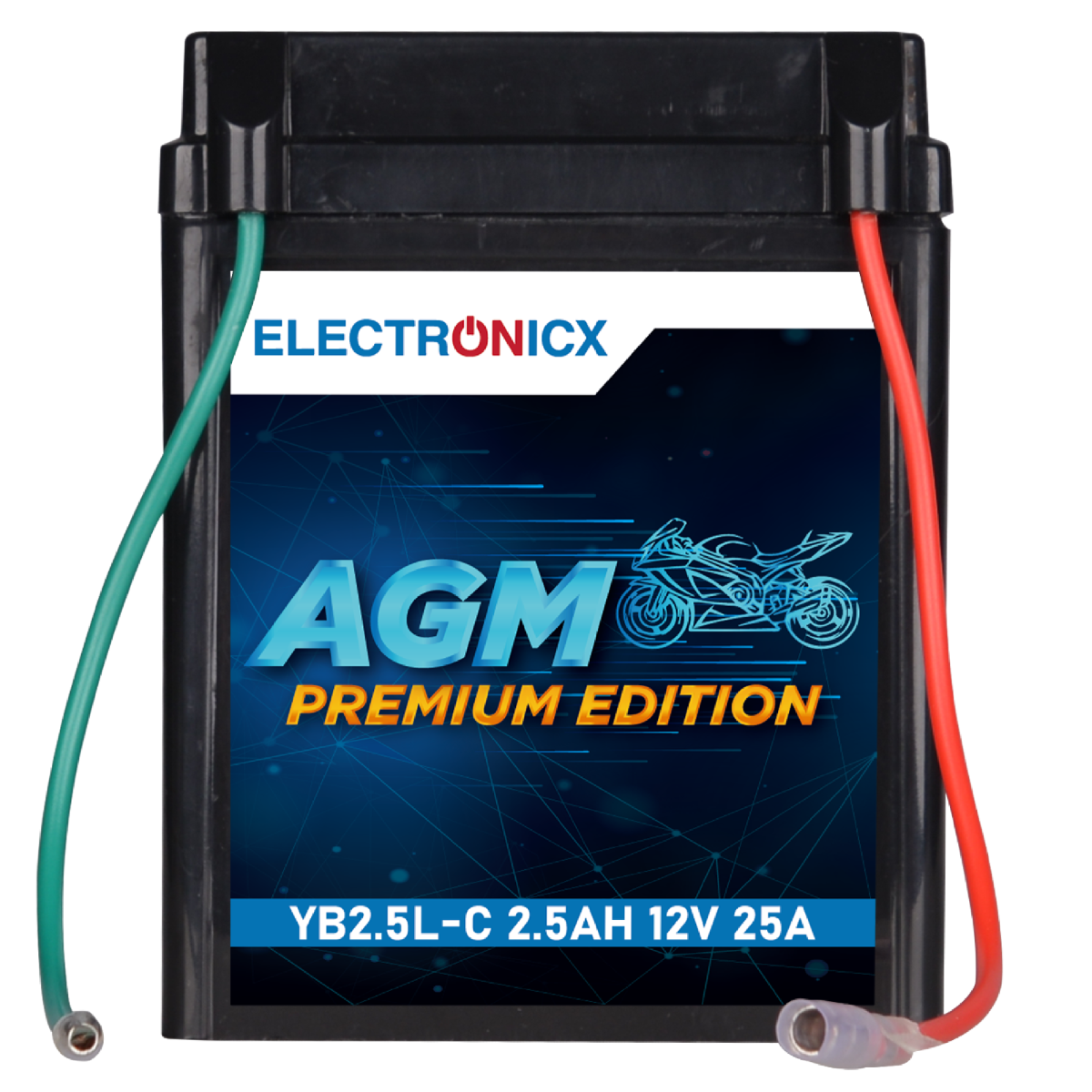 Electronicx AGM-Motorradbatterie YB2.5L-C 12V 2,5Ah – Wartungsfrei, Leistungsstark & Langlebig für Motorräder, Roller & ATV