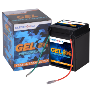 Electronicx GEL Motorcycle Battery YB2.5L-C 12V 2.5Ah – Maintenance-Free, High Starting Power, Long Lifespan – Ideal for Motorcycles, Scooters,