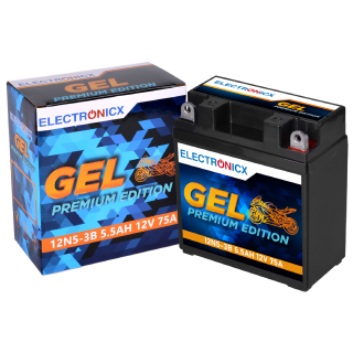 Electronicx YB5L-B GEL Motorcycle Battery 12V 5.5Ah 75A/EN - Maintenance-Free, Leakproof & Long-Lasting - Replaces 50512 CB5L-B 12N5.5-3B