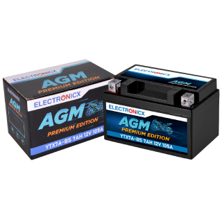 Electronicx YTX7A-BS AGM Motorradbatterie 12V 7Ah - Wartungsfrei, Hohe Startkraft & Langlebig