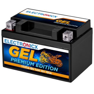 Electronicx YTX7A-BS GEL Motorradbatterie 12V 7Ah - Wartungsfrei, Hohe Startkraft & Langlebig