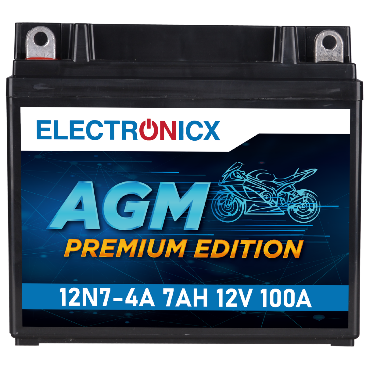 Electronicx YB7-A AGM Motorcycle Battery 12V 7Ah 100A/EN - Maintenance-Free, Pre-Charged, Leak-Proof, Long-Lasting