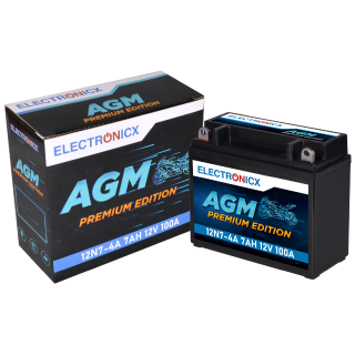 Electronicx YB7-A AGM Motorcycle Battery 12V 7Ah 100A/EN - Maintenance-Free, Pre-Charged, Leak-Proof, Long-Lasting