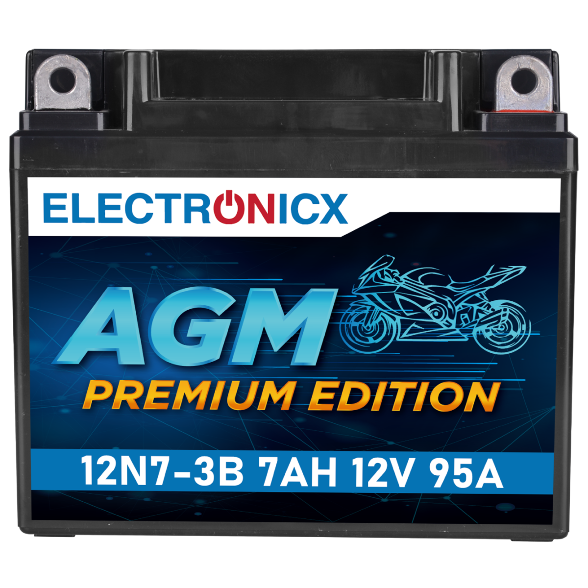Electronicx YB9L-B AGM Motorcycle Battery 12V 7Ah 95A/EN -12N7-3B Maintenance-Free, Leakproof, High Starting Power
