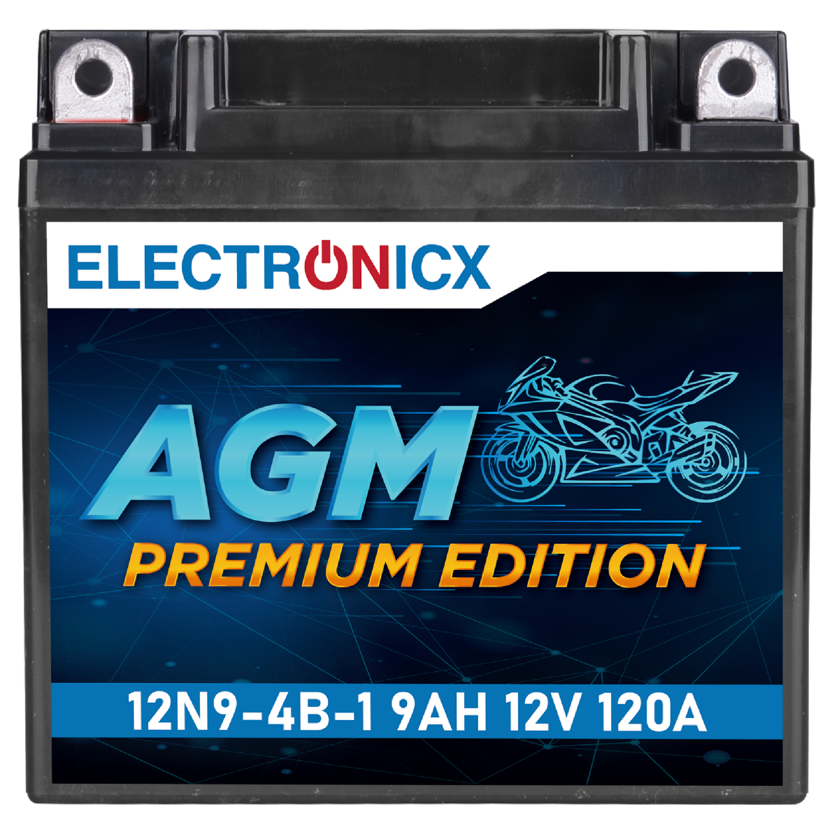 Electronicx YB9-B AGM Motorcycle Battery 12V 9Ah – Maintenance-Free & Powerful | Replaces YB9-BS, CB9-B, 12N9-4B-1