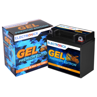 Electronicx YB9L-B 12N9-3B Motorradbatterie 12V 9Ah 120A/EN GEL - Wartungsfrei, auslaufsicher, langlebig