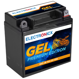 Electronicx YB9L-B 12N9-3B Motorradbatterie 12V 9Ah 120A/EN GEL - Wartungsfrei, auslaufsicher, langlebig