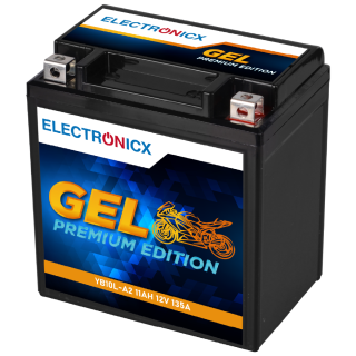 Electronicx YB10L-A2 GEL Motorcycle Battery 12V 11Ah 135A/EN - Maintenance-Free, Double Lifespan, High Starting Power
