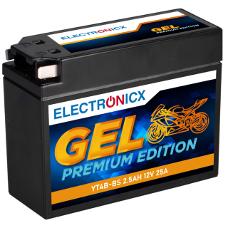 Electronicx Motorrad Batterie YT4B SLA GEL 12V 2,3Ah | AGM wartungsfrei | YT4B-BS Starterbatterie
