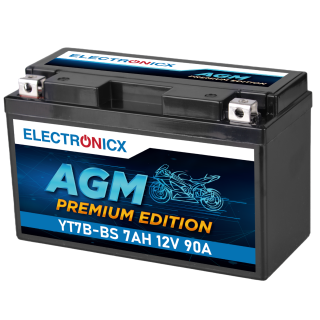 Electronicx YT7B-BS AGM Motorradbatterie 12V 7Ah 90A/EN - Wartungsfrei, Auslaufsicher, Langlebig