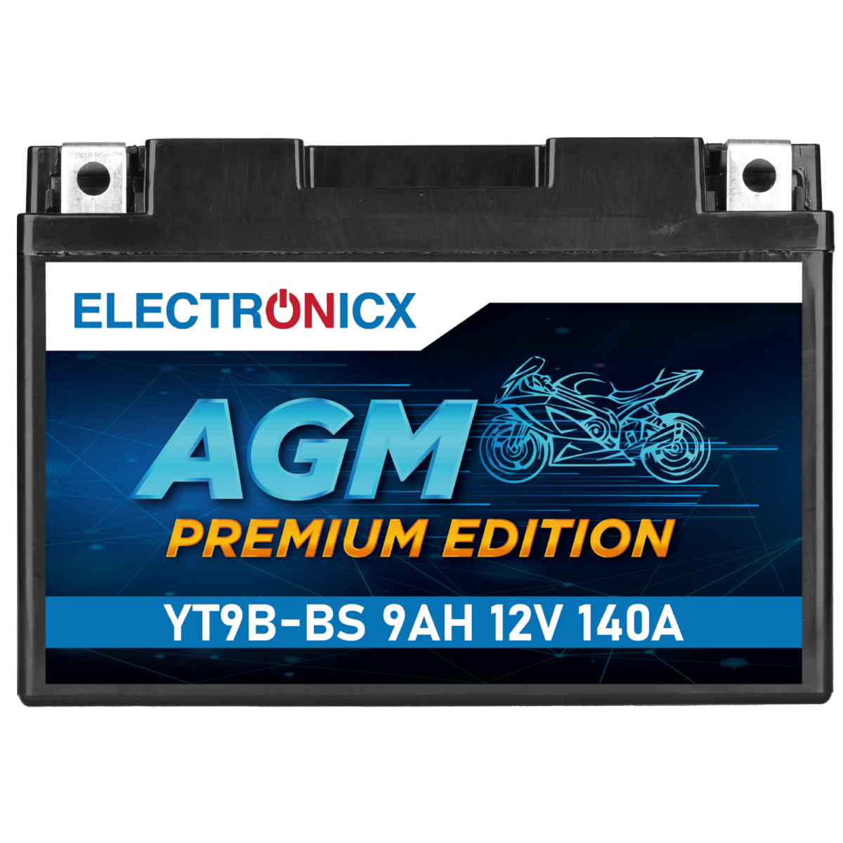 Electronicx YT9B-4 AGM Motorcycle Battery 12V 9Ah - Maintenance-Free & Shockproof for Yamaha YZF-R6, GT9B-4