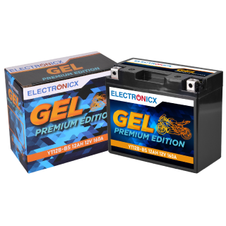 Electronicx YT12B-BS GEL Motorradbatterie 12V 12Ah 160A/EN – Wartungsfrei, Auslaufsicher, Hohe Startleistung