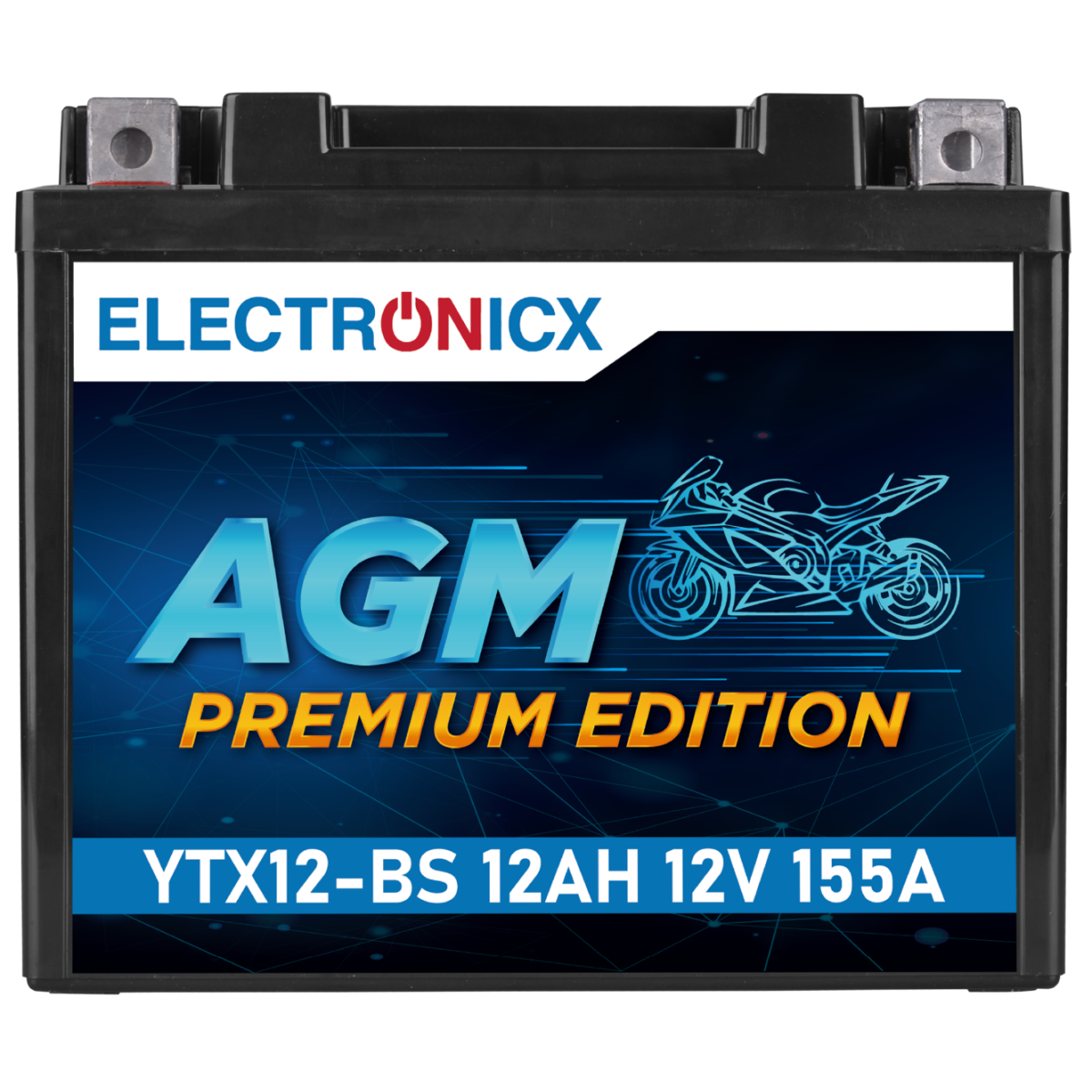 Electronicx YTX12-BS Motorcycle Battery AGM 12V 12Ah – Maintenance-Free, High-Performance Battery for Motorcycle & Quad