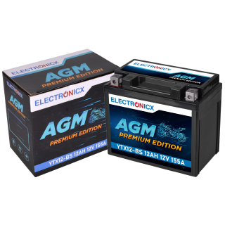 Electronicx YTX12-BS Motorcycle Battery AGM 12V 12Ah – Maintenance-Free, High-Performance Battery for Motorcycle & Quad