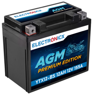 Electronicx YTX12-BS Motorcycle Battery AGM 12V 12Ah – Maintenance-Free, High-Performance Battery for Motorcycle & Quad