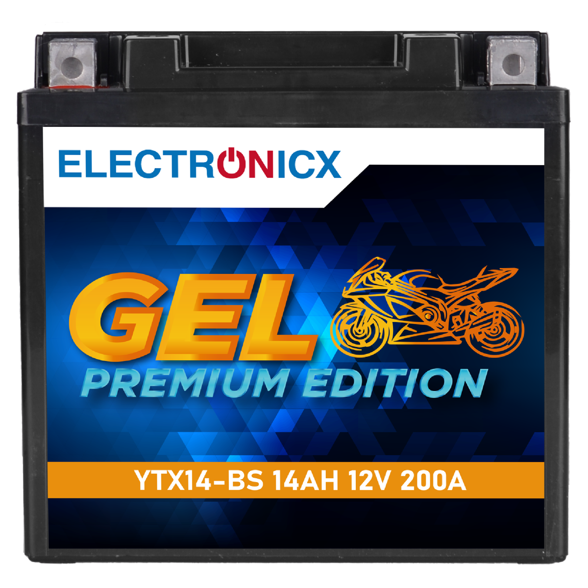 Electronicx YTX14-BS Motorradbatterie GEL 12V 14Ah – Wartungsfrei, Hochleistungs-Batterie für Motorrad & Quad