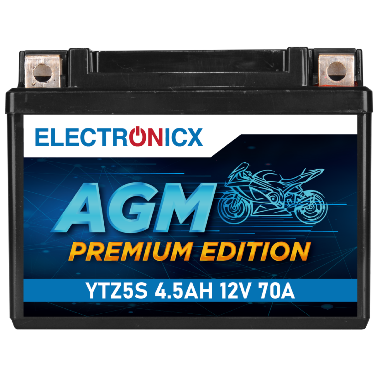 Electronicx AGM Motorcycle Battery 12V 4.5Ah 70A YTZ5-S JMTZ5S - Maintenance-Free & Powerful, Right Positive Terminal