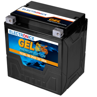 Electronicx YIX30L-BS GEL Motorcycle Battery 12V 29Ah 380A/EN - Maintenance-Free, Leakproof, High-Performance, Double Lifespan, +Right Pole
