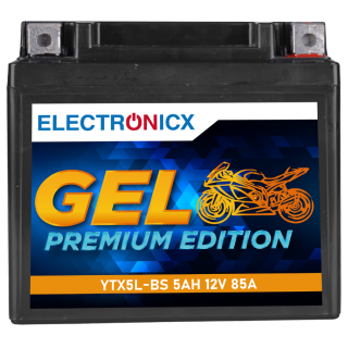 Electronicx GEL Motorradbatterie YTX5L-BS 12V 5Ah...