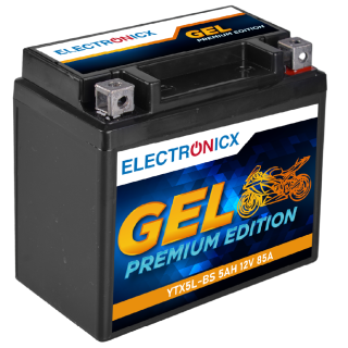 Electronicx GEL Motorradbatterie YTX5L-BS 12V 5Ah Rollerbatterie CTX5L-BS GTX5L-BS Wartungsfrei