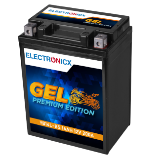 Electronicx GEL Motorcycle Battery 12V 14Ah 200A – Replaces YB14L-A2, YB14L-B2, YTX14AHL-BS – Maintenance-Free & High-Performance
