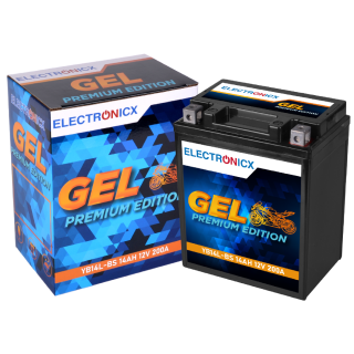 Electronicx GEL Motorcycle Battery 12V 14Ah 200A – Replaces YB14L-A2, YB14L-B2, YTX14AHL-BS – Maintenance-Free & High-Performance