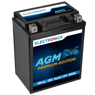 Electronicx AGM Motorradbatterie 12V 14Ah 200A – Ersetzt YTX14AHL-BS, YB14L-A2, YB14L-B2 – Wartungsfrei & Leistungsstark