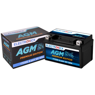 Electronicx YTZ10S AGM Motorradbatterie 12V 9Ah - Wartungsfrei, Hohe Startkraft, Robust & Langlebig