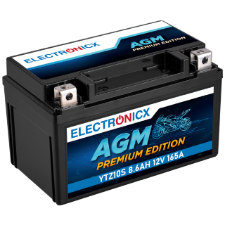 Electronicx YTZ10S AGM Motorradbatterie 12V 9Ah - Wartungsfrei, Hohe Startkraft, Robust & Langlebig