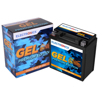 Electronicx YTX16-BS GEL Motorradbatterie 12V 16Ah 235A/EN - Hochleistungs-Gel Batterie, wartungsfrei & auslaufsicher