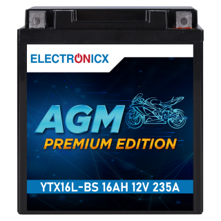 YTX16L-BS AGM Motorradbatterie 12V 16Ah 235A/EN AGM...