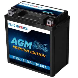 YTX16L-BS AGM Motorradbatterie 12V 16Ah 235A/EN AGM...