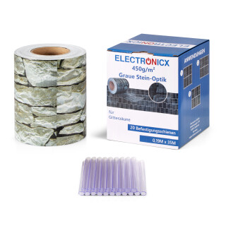 Electronicx PVC Sichtschutzstreifen Graue Steinoptik |...