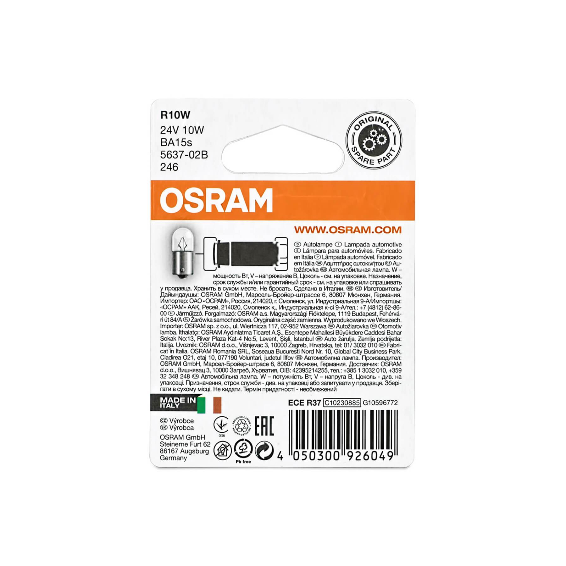 Osram Original Line 5637-02B R10W 24V Autolampe 2 St.DB, 8,43 €