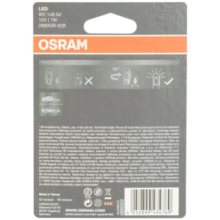 Osram 2880GR 02B LEDW5 W 12 V Standard Retrofit Green...