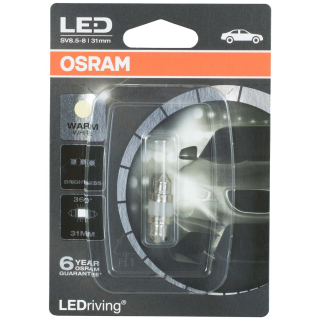 OSRAM LED Premium Retrofit SV8.5-8 31mm, C5W, interior lights, 6497WW-01B, Warm White, 12V, single blister (1 piece)