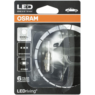 OSRAM LED Premium Retrofit SV8.5-8 31mm, C5W, interior lights, 6497CW-01B, Cool White, 12V, single blister (1 piece)
