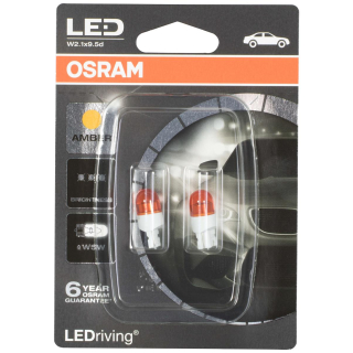 OSRAM LED Premium Retrofit Amber W5W T10 Bulbs 2000K 1W 2855YE-02B EAN 4008321875600