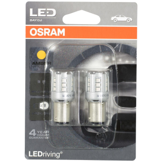 Osram 1457YE-02B LED P21/5W, 12 V Standard Retrofit Headlights, Amber, Double Blister Pack