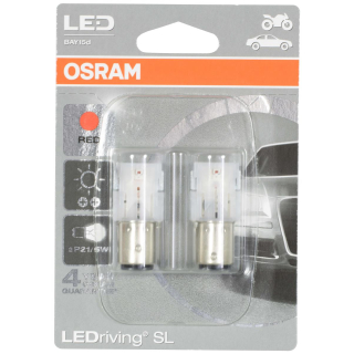 OSRAM 1458R-02B, P21/5W LEDriving Standard LED Bulbs Red...