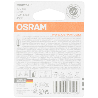 Osram ORIGINAL Sockel BA9S 12V Innenbeleuchtung, 64111-02B
