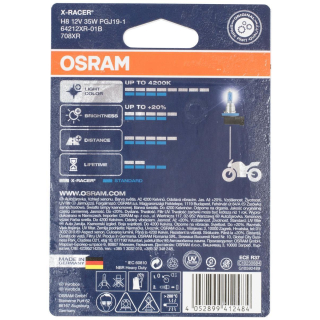 Osram 64212XR-01B X-RACER H8 Halogen Motorrad-Scheinwerferlampe, Einzelblister (1 Stück)