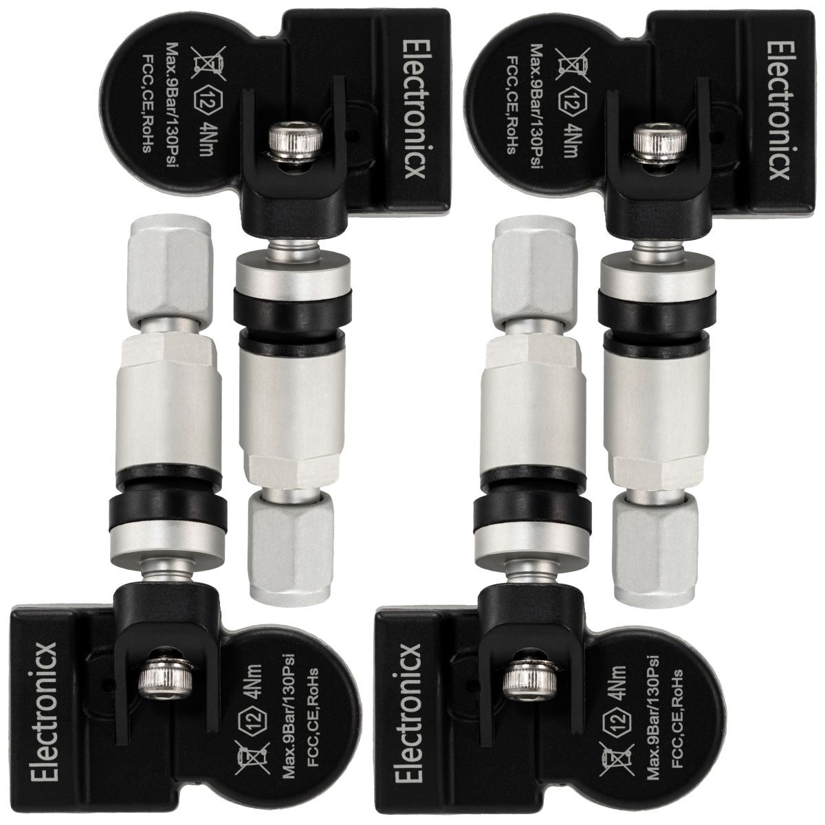 4x Reifendrucksensoren RDKS Sensoren Metallventil Silber für Volvo V40 2012-2021