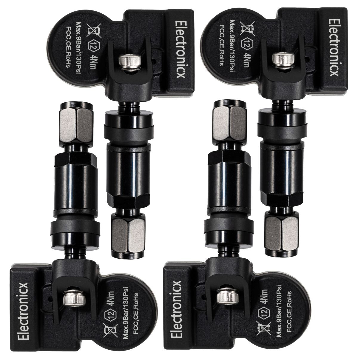 4x Tire Pressure Sensors TPMS Sensors Metal Valve Black for GreatWall Wingle 6 2015-2018