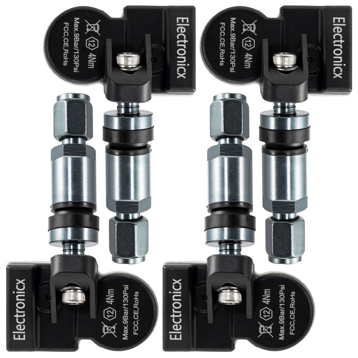 4x Tire Pressure Sensors TPMS Sensors Metal Valve Gunmetal for ChangAn OuShang X7 2021-2023